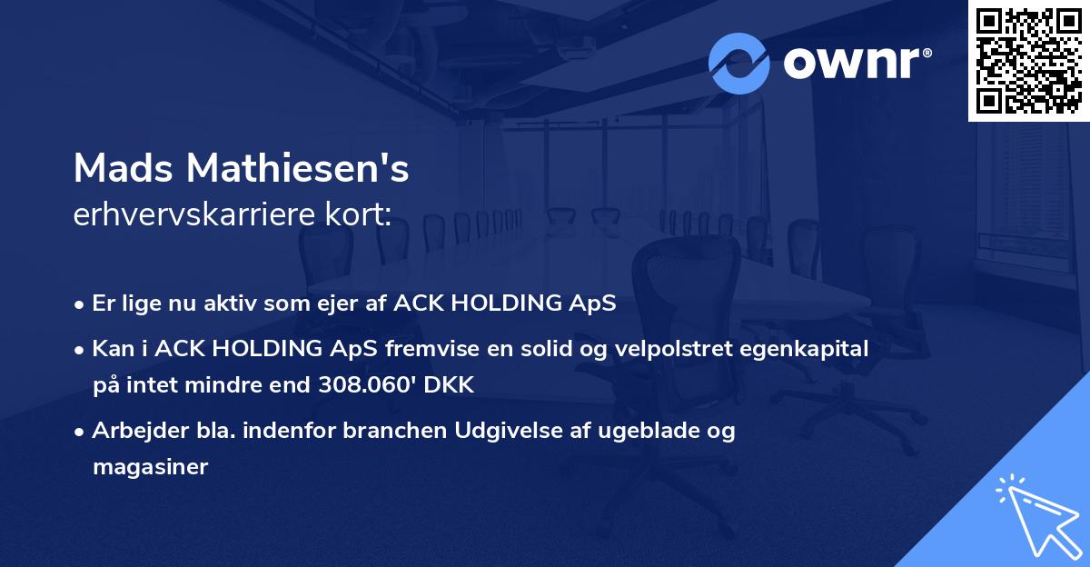 Mads Mathiesen's erhvervskarriere kort