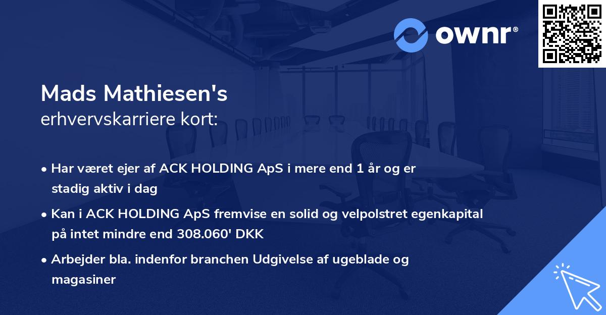 Mads Mathiesen's erhvervskarriere kort