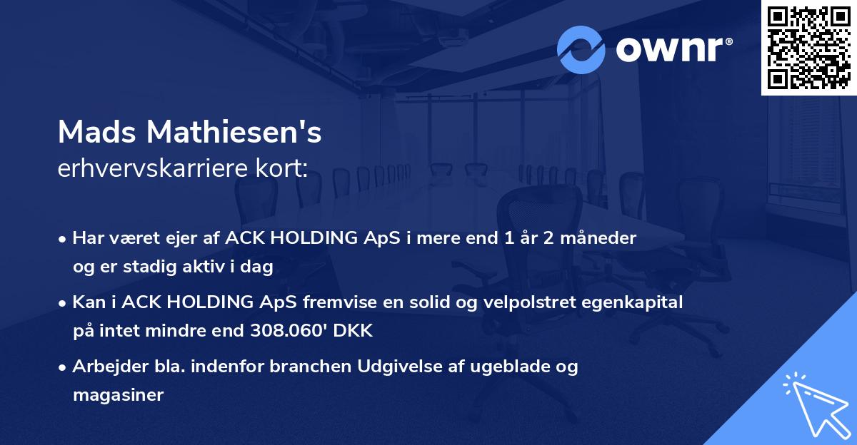 Mads Mathiesen's erhvervskarriere kort