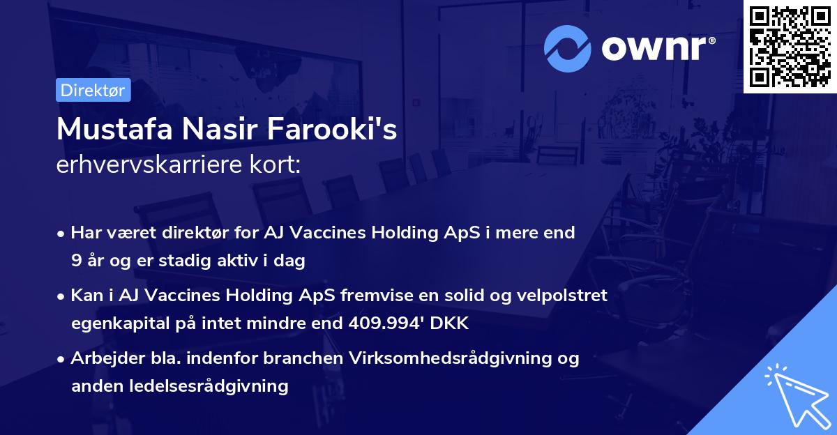 Mustafa Nasir Farooki's erhvervskarriere kort