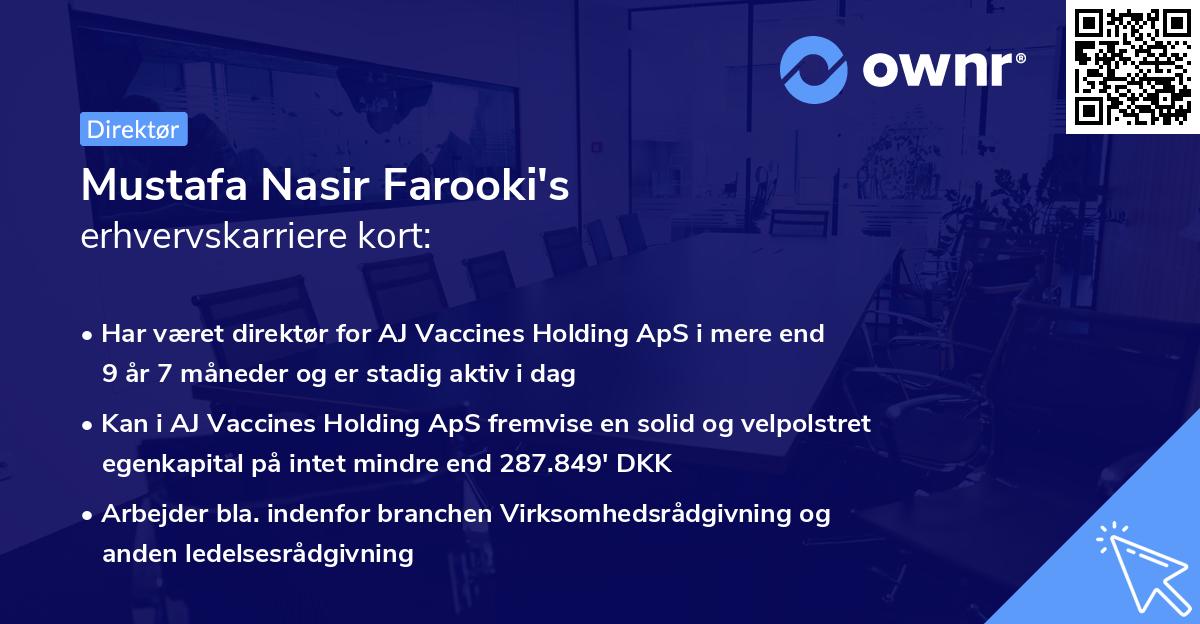 Mustafa Nasir Farooki's erhvervskarriere kort