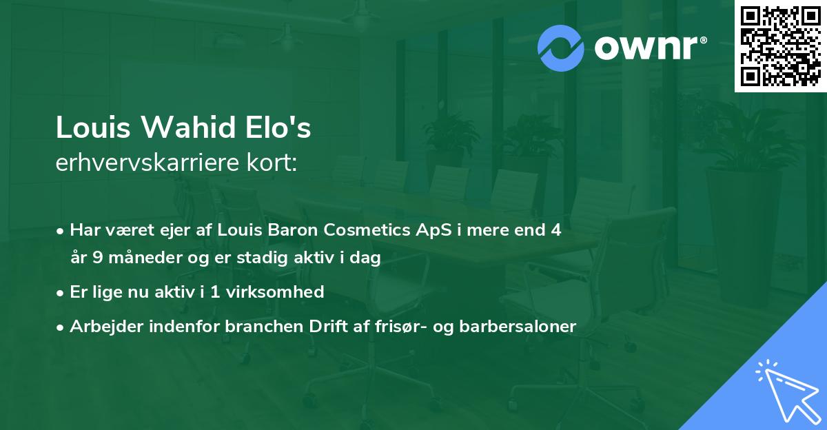 Louis Wahid Elo's erhvervskarriere kort