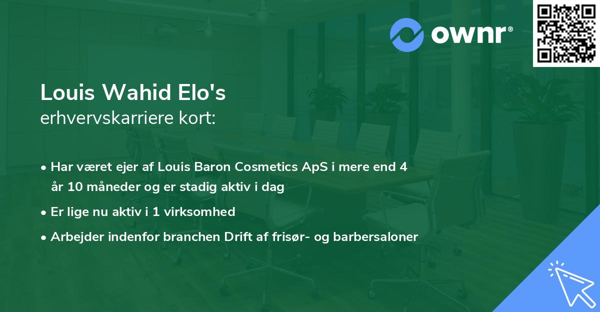 Louis Wahid Elo's erhvervskarriere kort