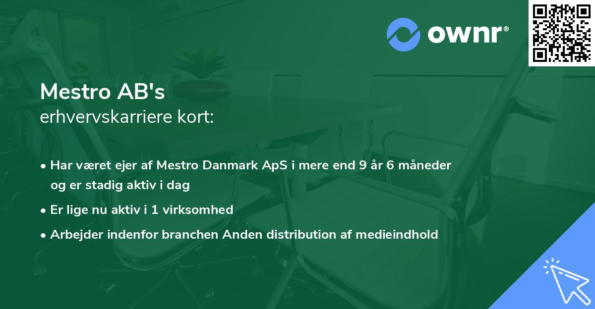 Mestro AB's erhvervskarriere kort