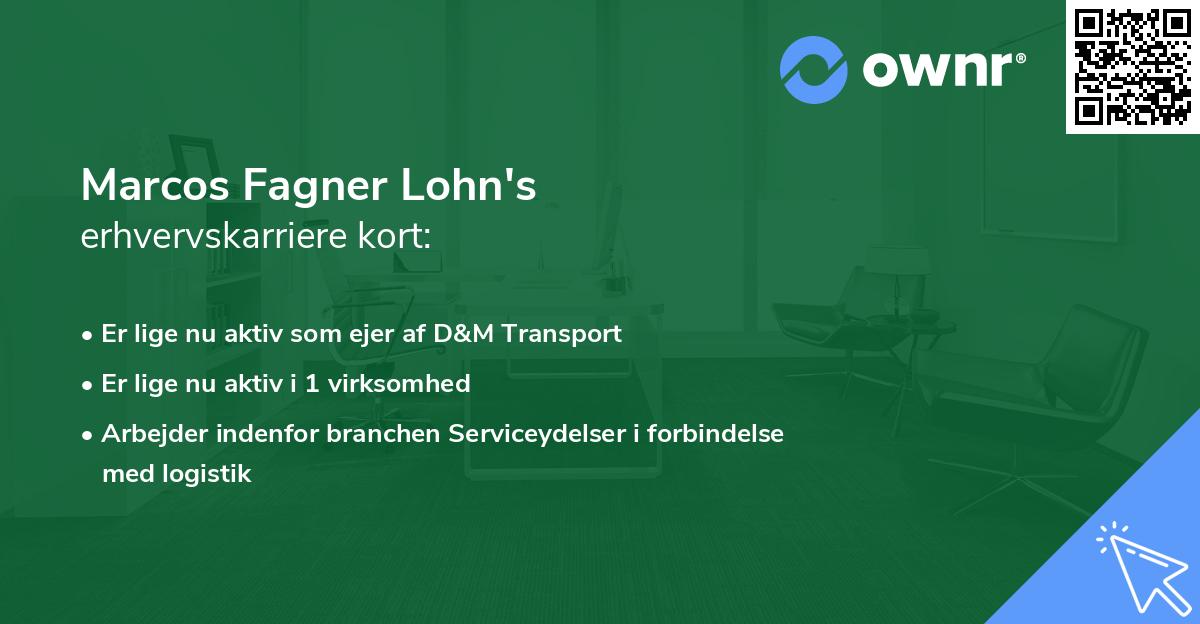 Marcos Fagner Lohn's erhvervskarriere kort