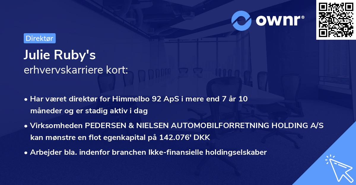 Julie Ruby's erhvervskarriere kort