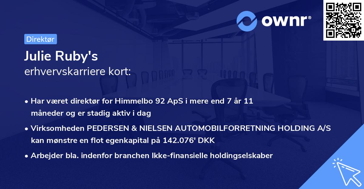 Julie Ruby's erhvervskarriere kort