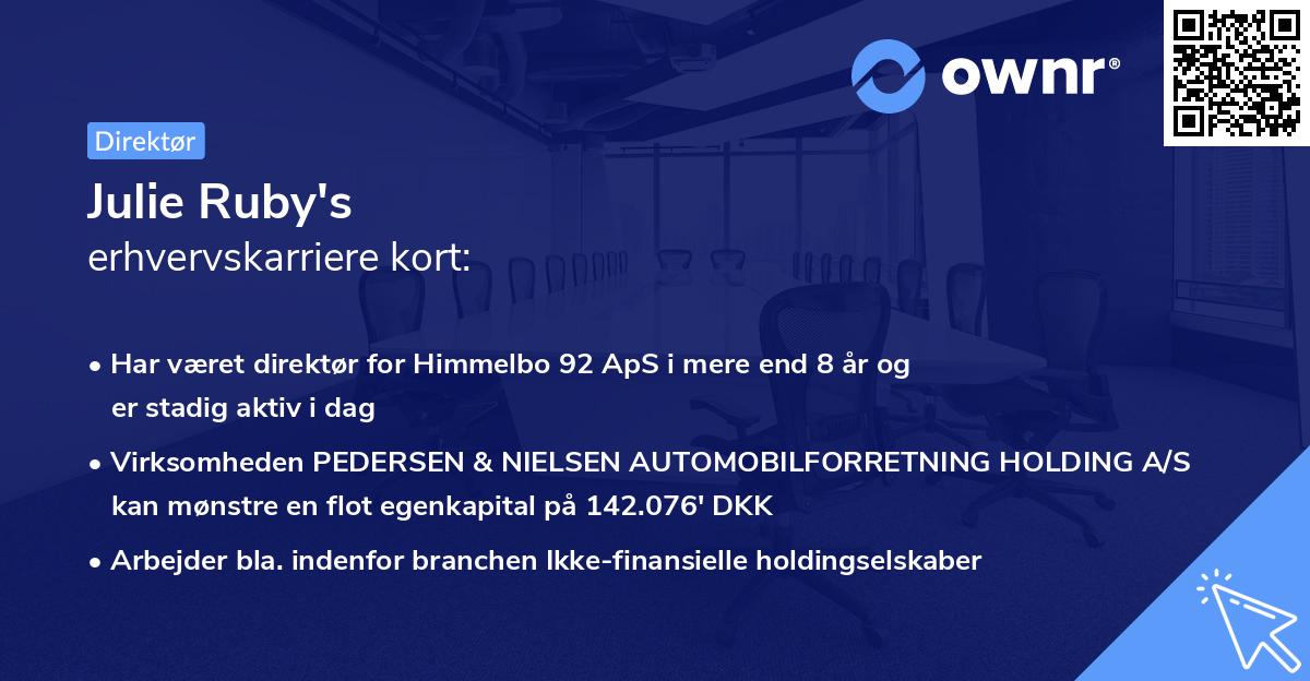 Julie Ruby's erhvervskarriere kort