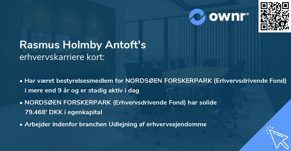 Rasmus Holmby Antoft's erhvervskarriere kort
