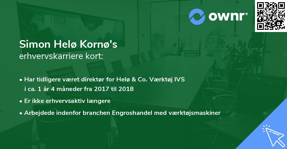 Simon Helø Kornø's erhvervskarriere kort