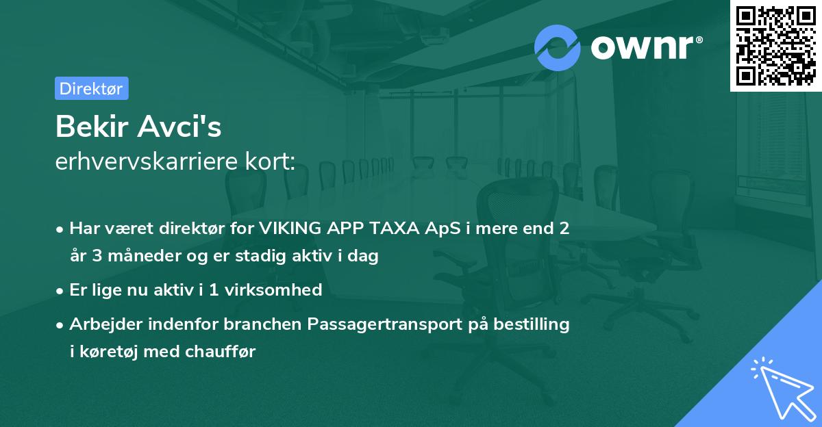 Bekir Avci's erhvervskarriere kort