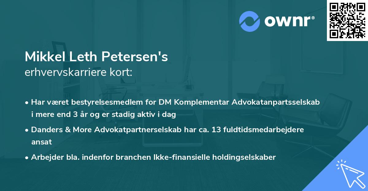 Mikkel Leth Petersen's erhvervskarriere kort