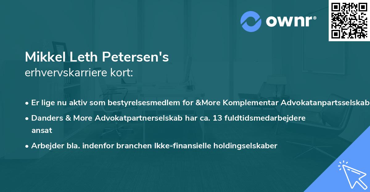 Mikkel Leth Petersen's erhvervskarriere kort