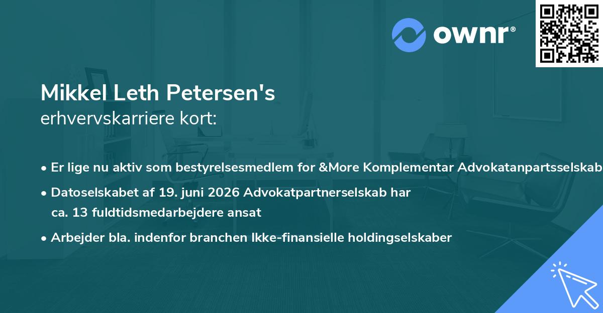 Mikkel Leth Petersen's erhvervskarriere kort