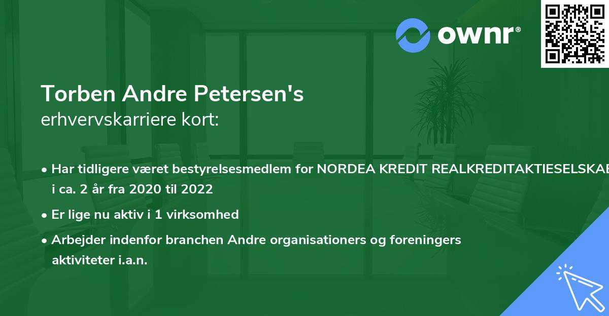 Torben Andre Petersen's erhvervskarriere kort