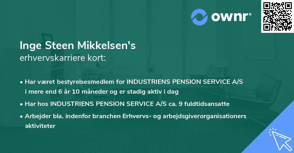 Inge Steen Mikkelsen's erhvervskarriere kort