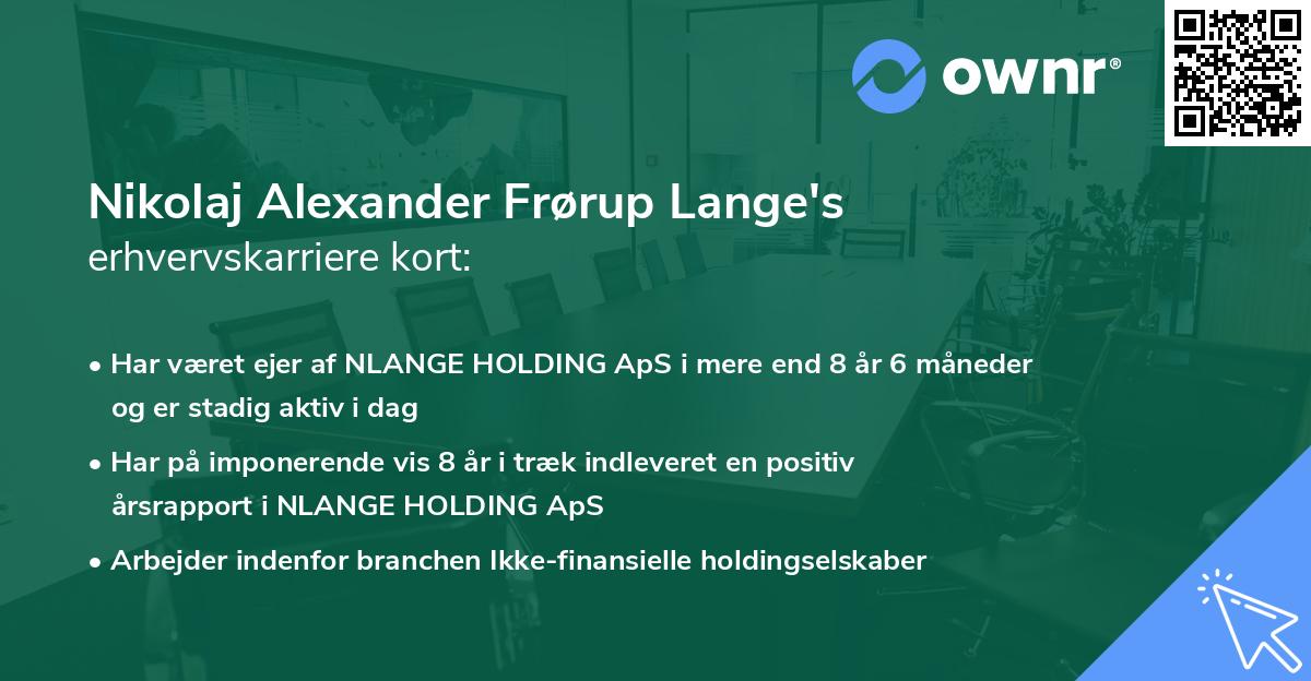 Nikolaj Alexander Frørup Lange's erhvervskarriere kort