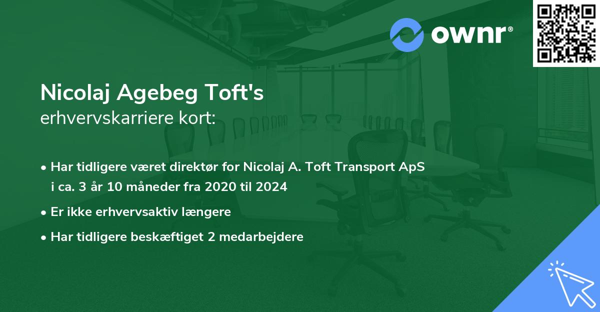 Nicolaj Agebeg Toft's erhvervskarriere kort