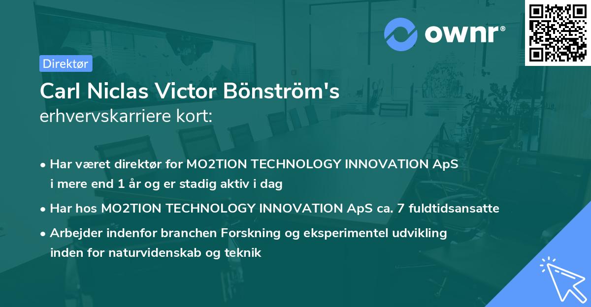 Carl Niclas Victor Bönström's erhvervskarriere kort