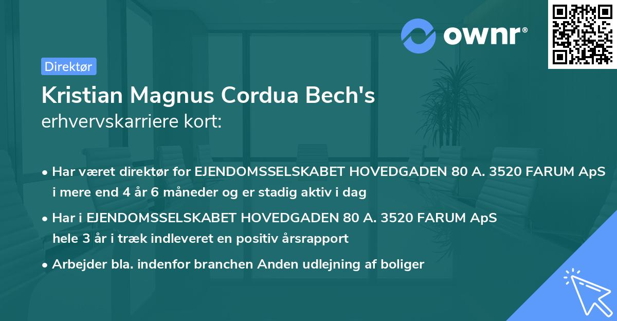 Kristian Magnus Cordua Bech's erhvervskarriere kort