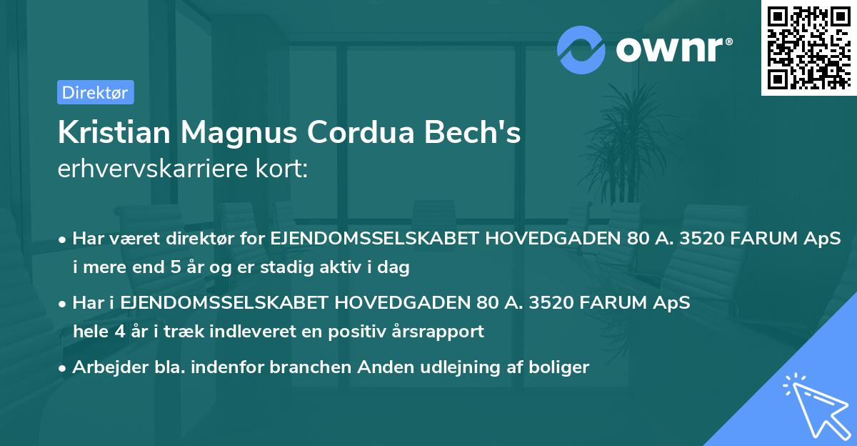 Kristian Magnus Cordua Bech's erhvervskarriere kort