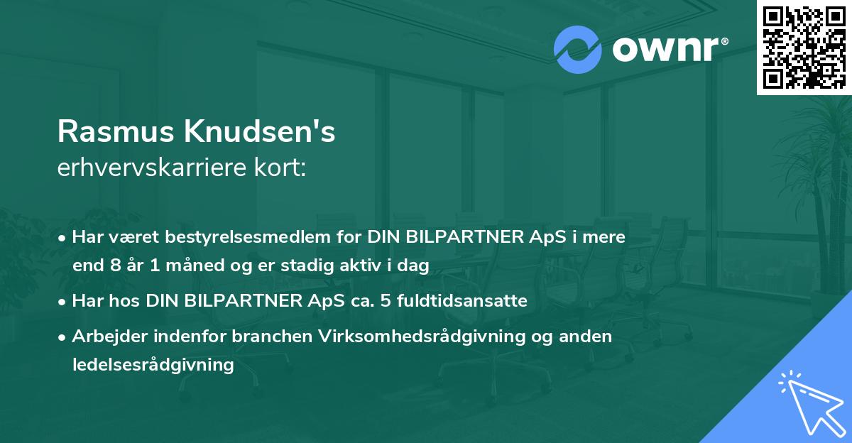 Rasmus Knudsen's erhvervskarriere kort