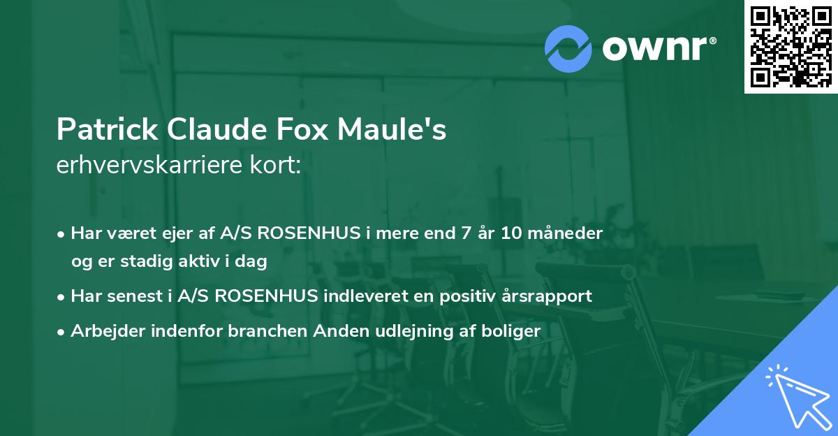 Patrick Claude Fox Maule's erhvervskarriere kort