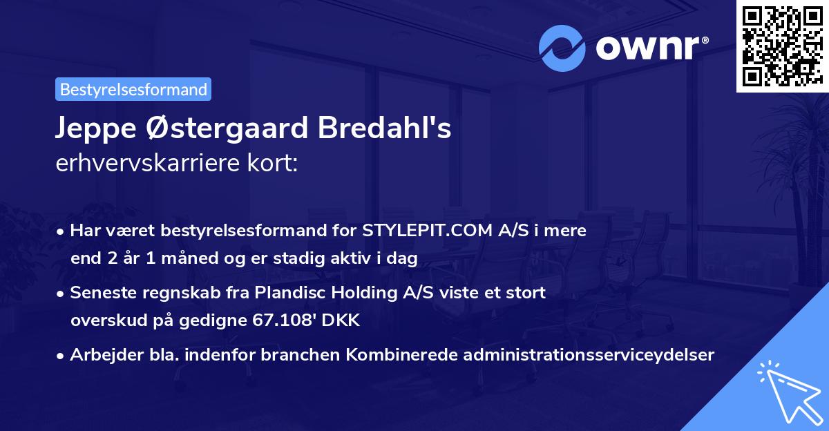 Jeppe Østergaard Bredahl's erhvervskarriere kort