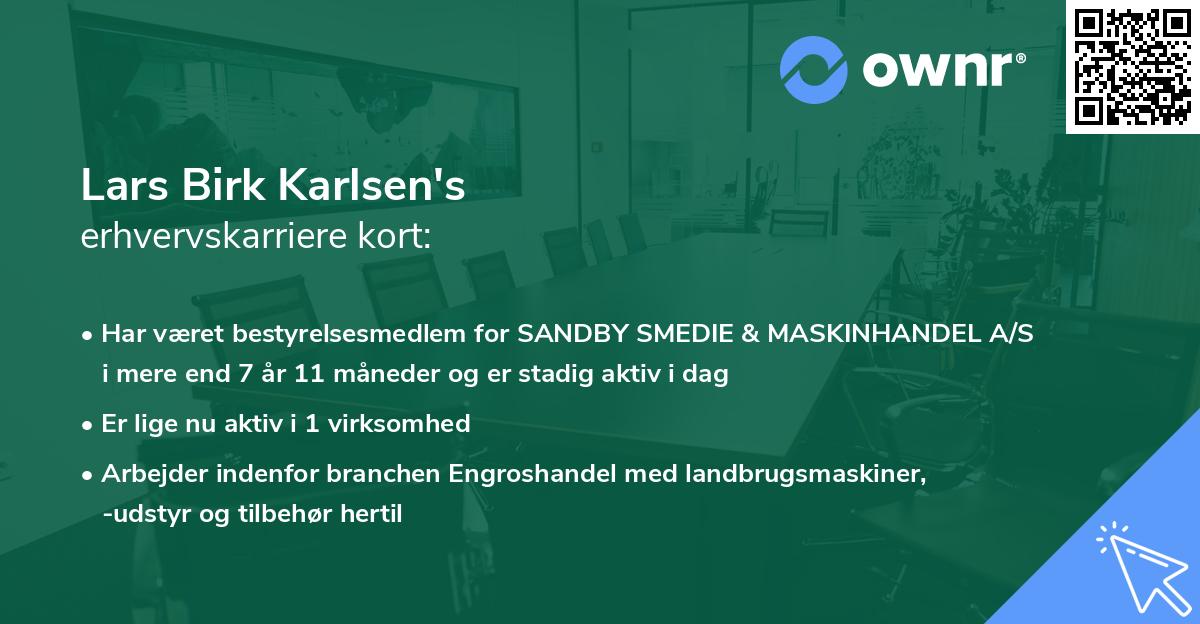 Lars Birk Karlsen's erhvervskarriere kort