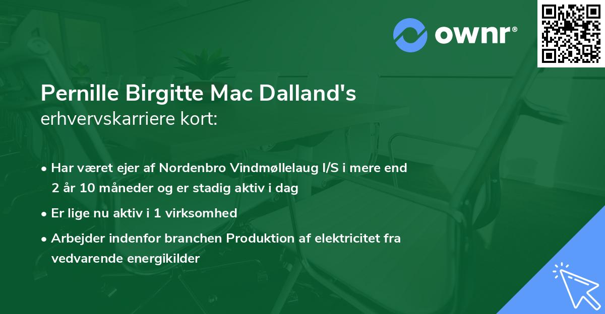 Pernille Birgitte Mac Dalland's erhvervskarriere kort