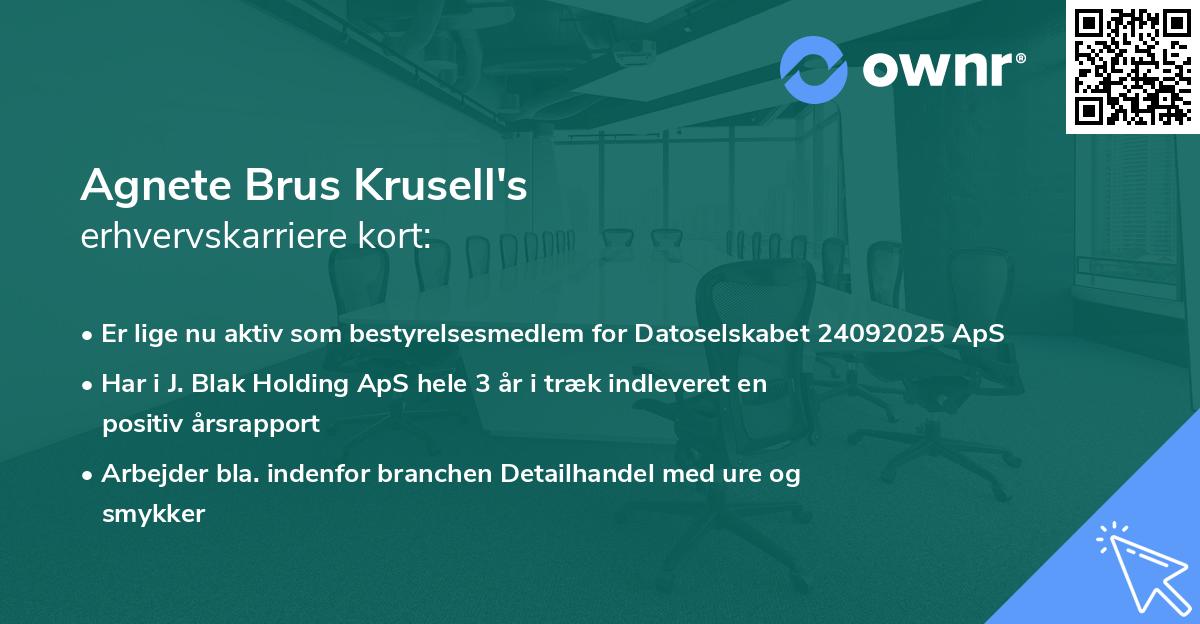 Agnete Brus Krusell's erhvervskarriere kort