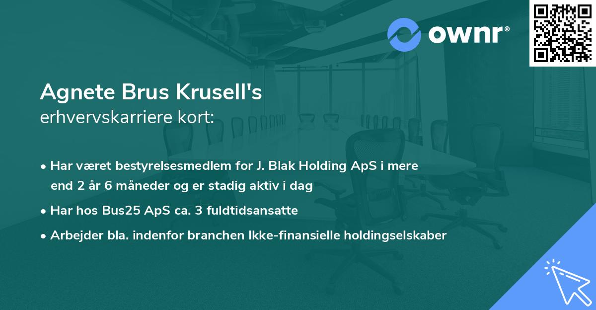 Agnete Brus Krusell's erhvervskarriere kort