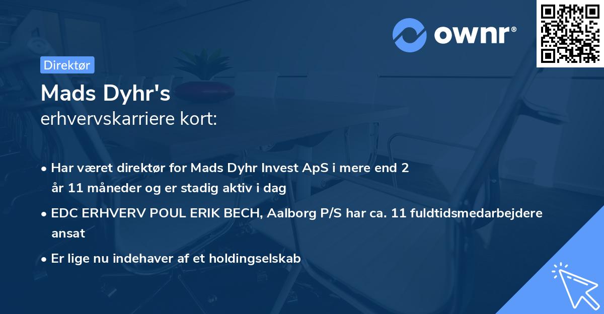 Mads Dyhr's erhvervskarriere kort