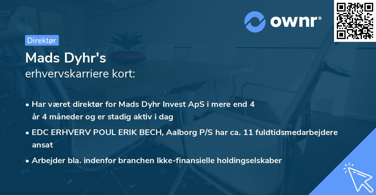 Mads Dyhr's erhvervskarriere kort