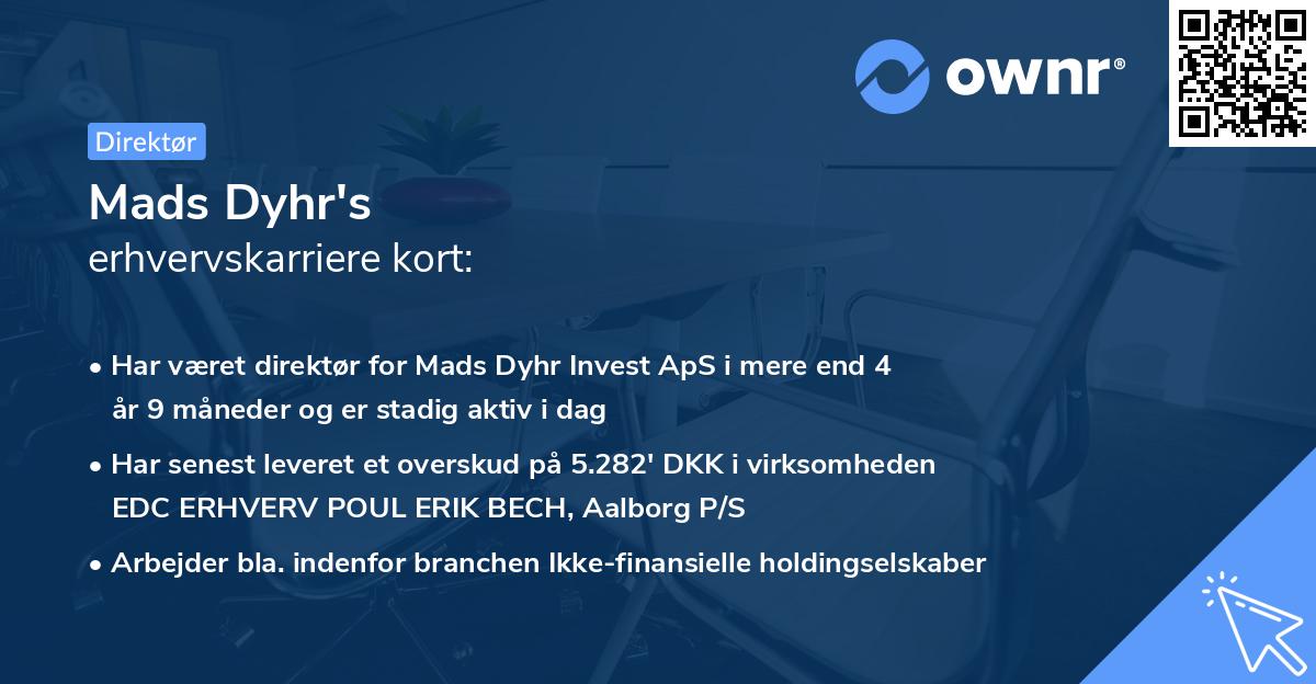 Mads Dyhr's erhvervskarriere kort