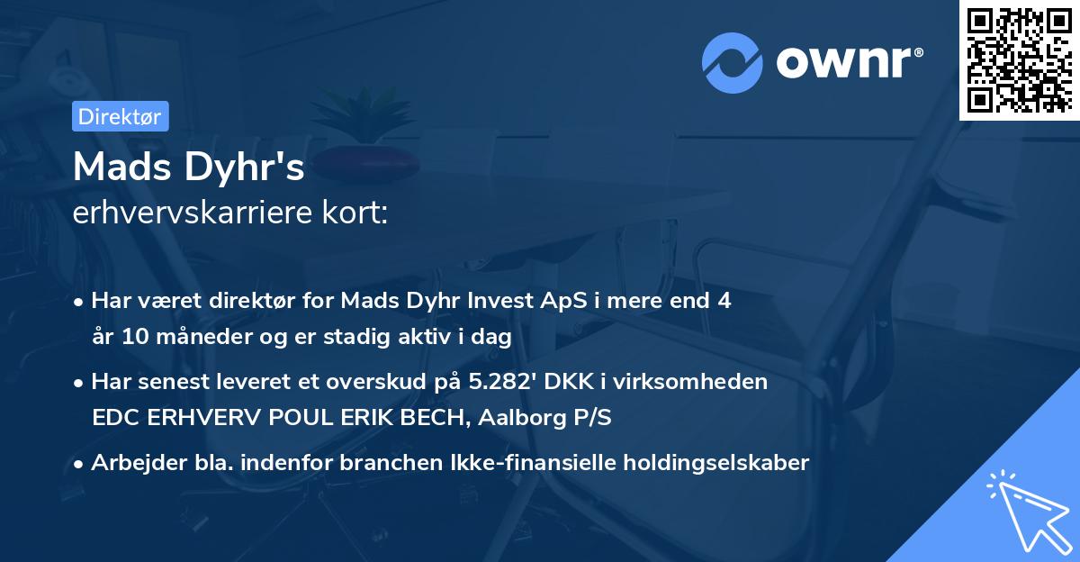 Mads Dyhr's erhvervskarriere kort
