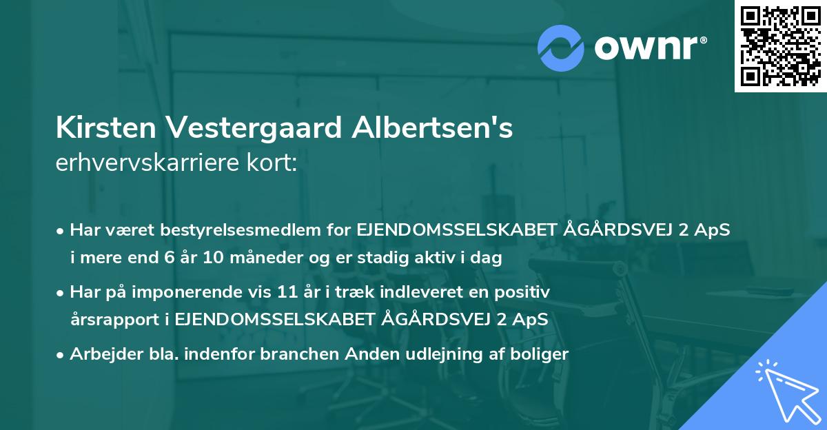 Kirsten Vestergaard Albertsen's erhvervskarriere kort
