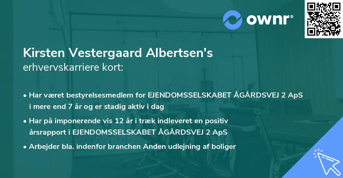 Kirsten Vestergaard Albertsen's erhvervskarriere kort