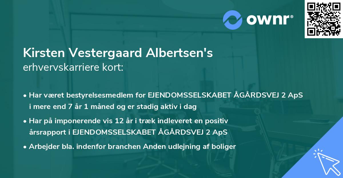 Kirsten Vestergaard Albertsen's erhvervskarriere kort