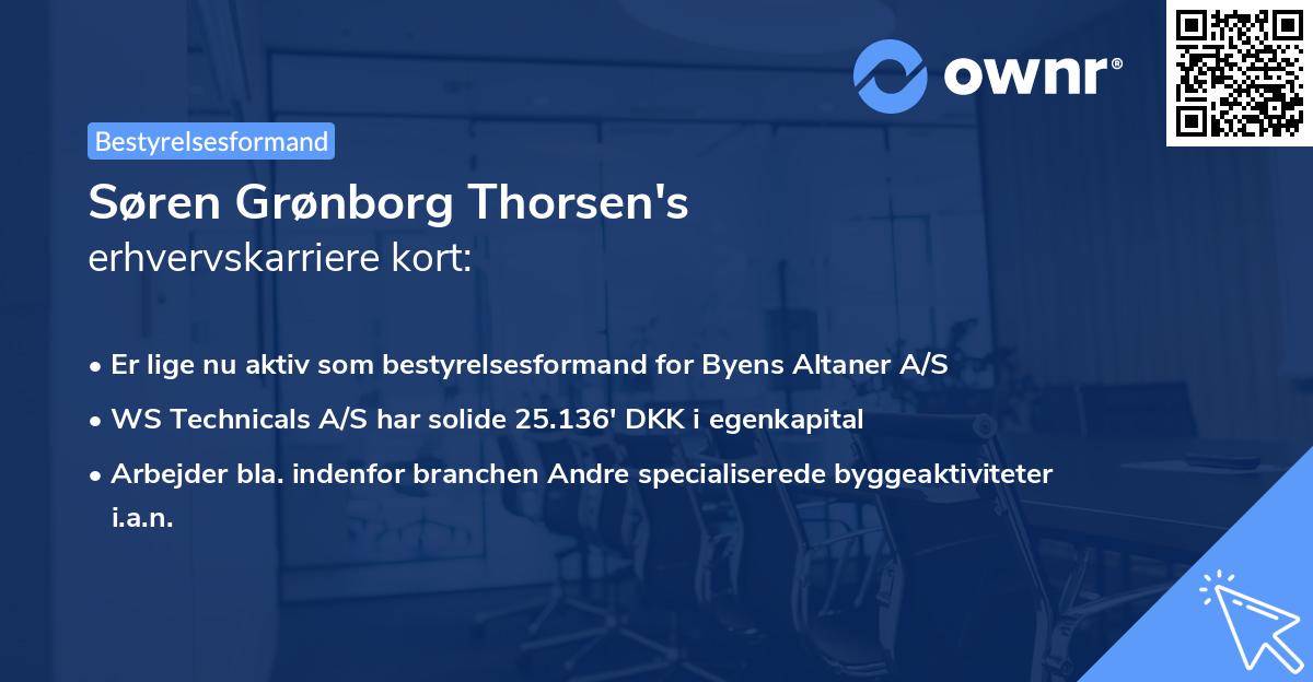 Søren Grønborg Thorsen's erhvervskarriere kort