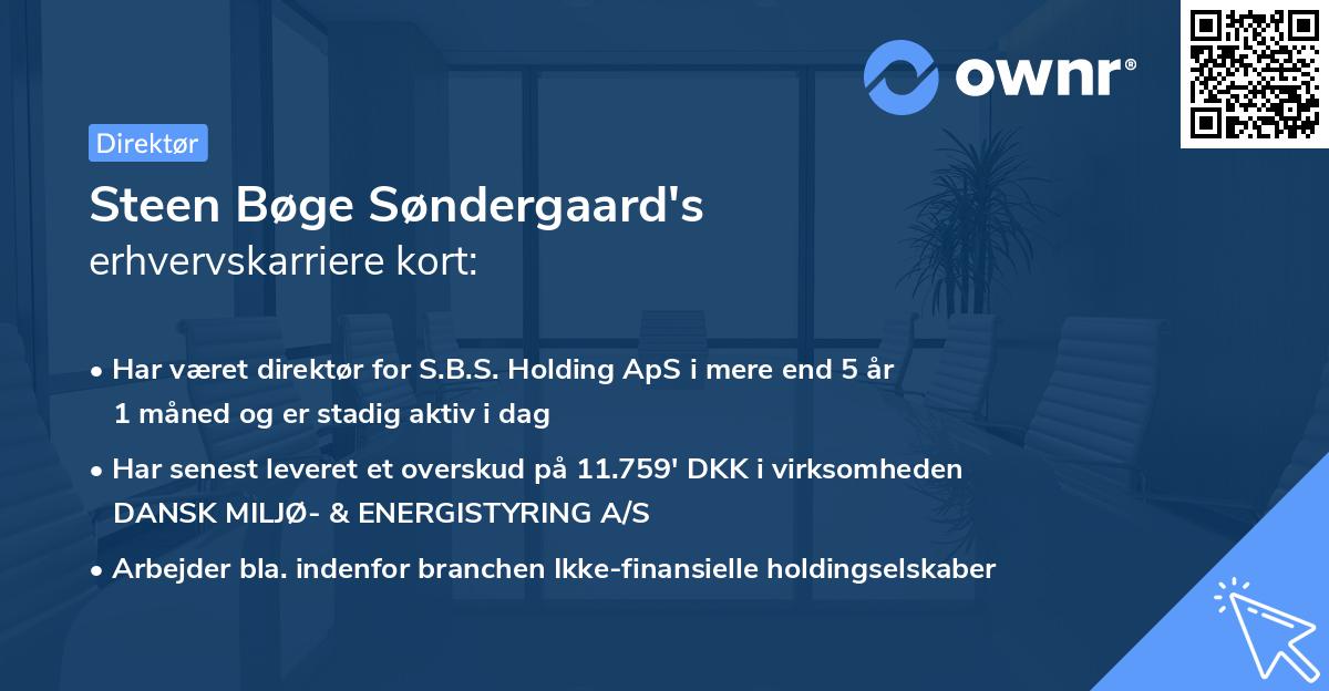 Steen Bøge Søndergaard's erhvervskarriere kort