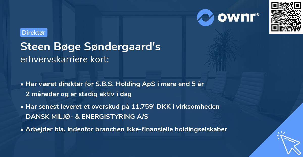 Steen Bøge Søndergaard's erhvervskarriere kort