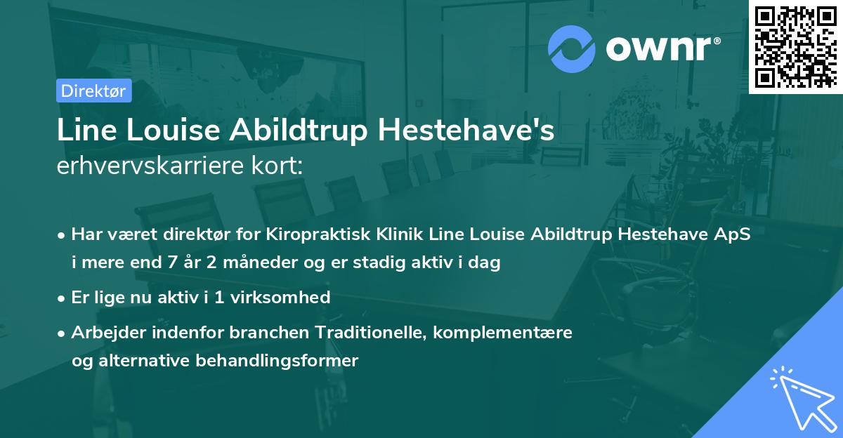 Line Louise Abildtrup Hestehave's erhvervskarriere kort