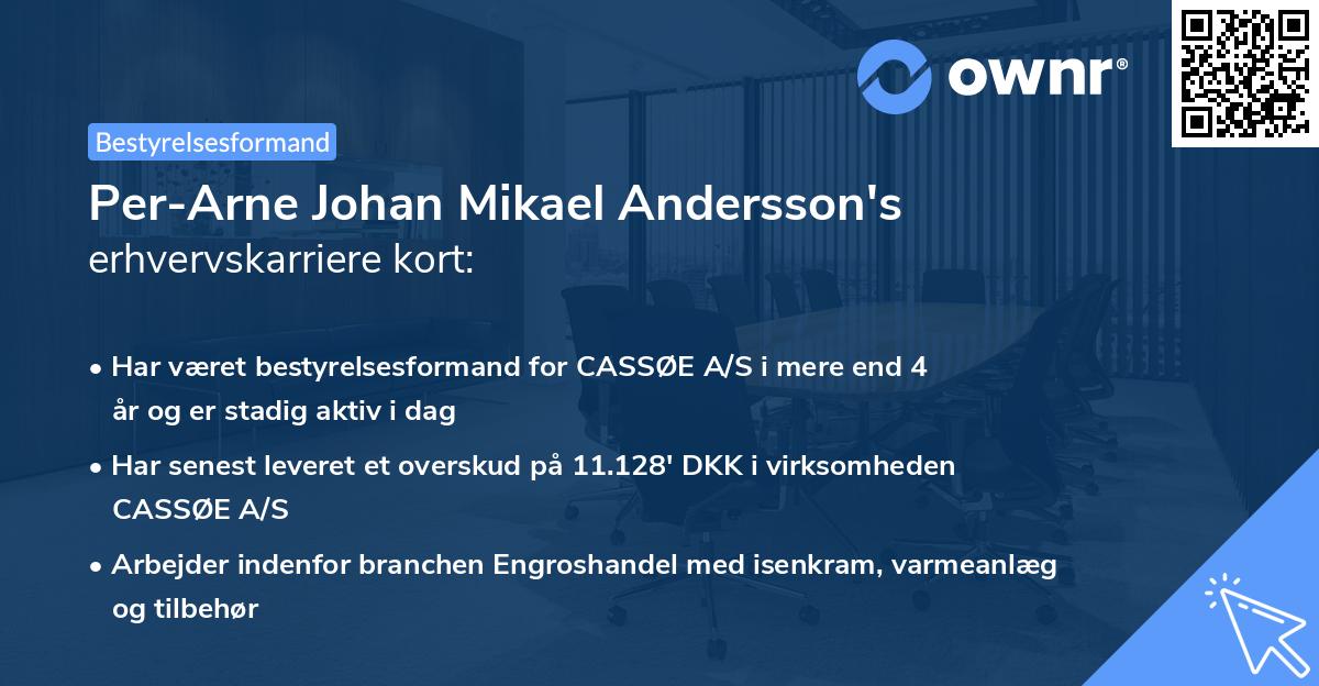 Per-Arne Johan Mikael Andersson's erhvervskarriere kort