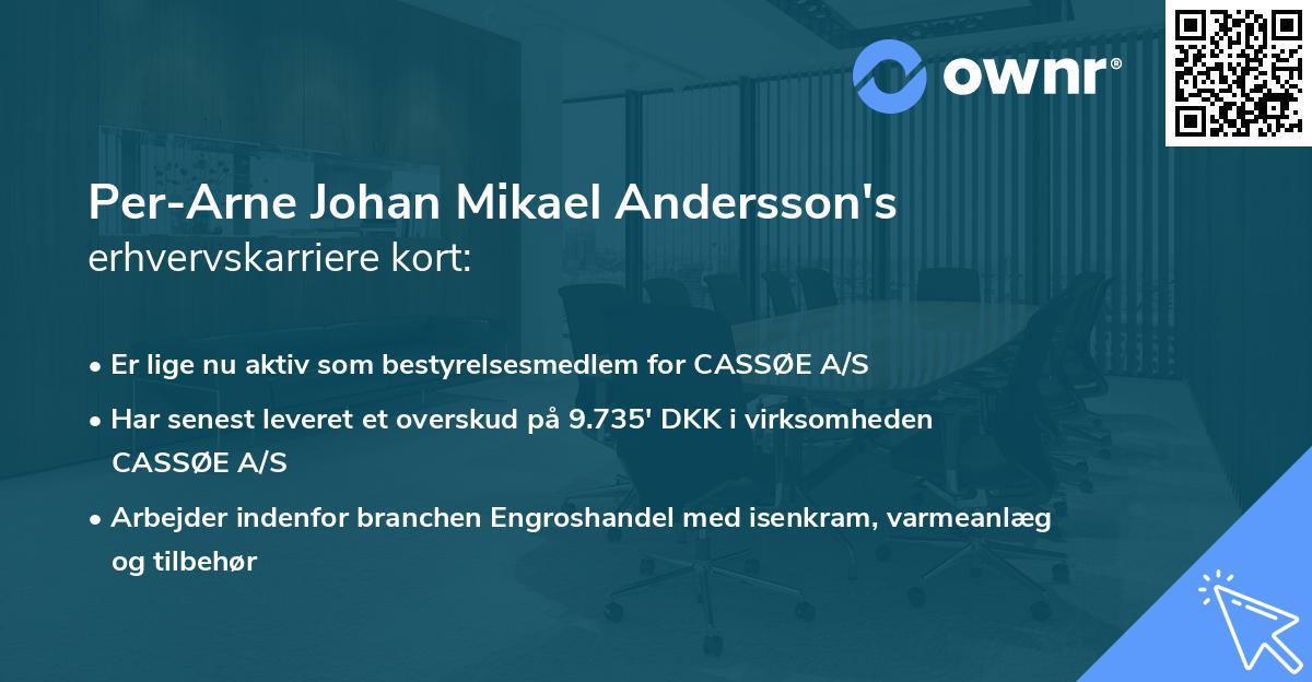 Per-Arne Johan Mikael Andersson's erhvervskarriere kort