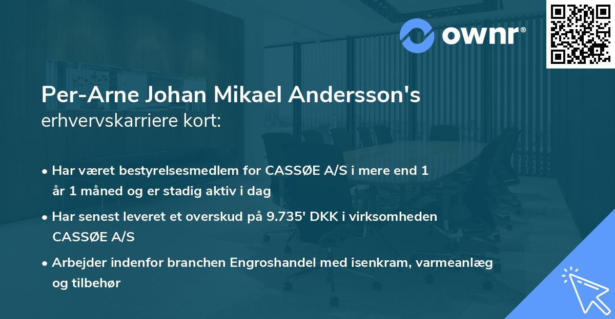 Per-Arne Johan Mikael Andersson's erhvervskarriere kort