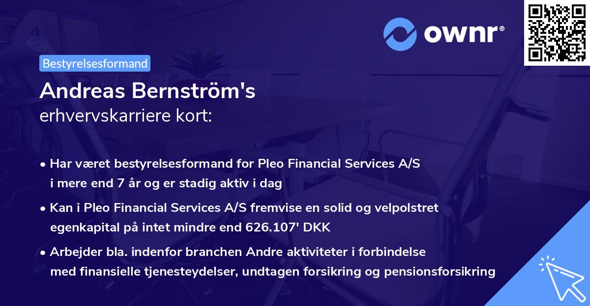 Andreas Bernström's erhvervskarriere kort