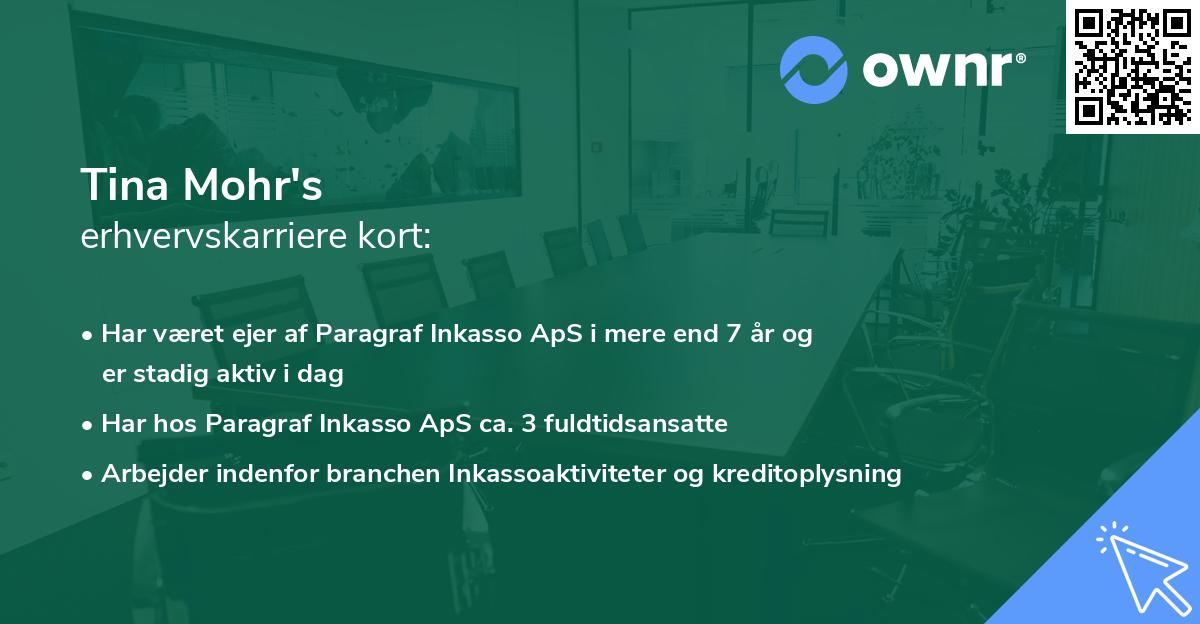 Tina Mohr's erhvervskarriere kort