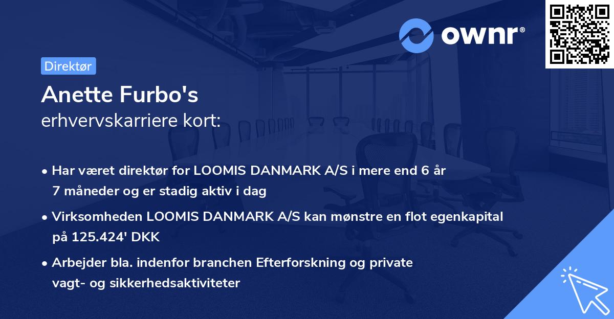 Anette Furbo's erhvervskarriere kort