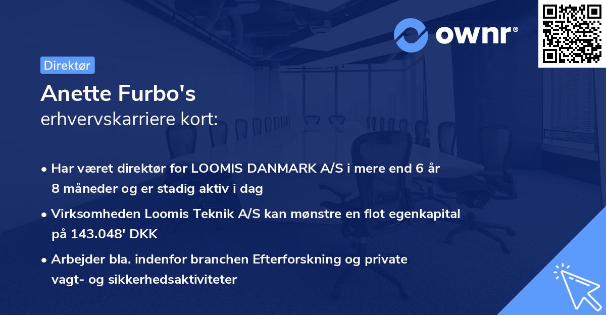 Anette Furbo's erhvervskarriere kort